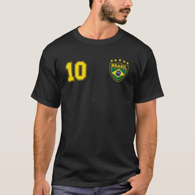 Classic Brasil Soccer No 10 Brazil World Jersey Cu T Shirt (Framsida)