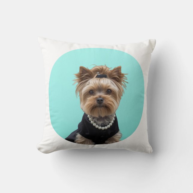 Classic Breakfast Poster Yorkshire Terrier Yorkie Kudde (Framsida)