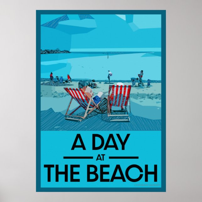 Classic British Beach Art British Sea Side Poster (Framsidan)