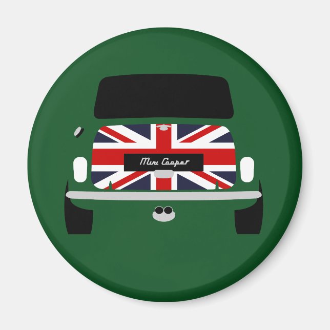 Classic British Tävla Grönt Mini Cooper car Magnet (Framsidan)