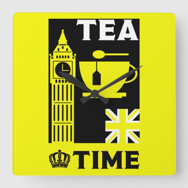 Classic British Tea Drinkers Fyrkantig Klocka (Framsida)