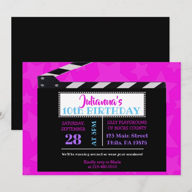 CLASSIC BROADWAY Födelsedagsfest inbjudan (Fram/baksida)