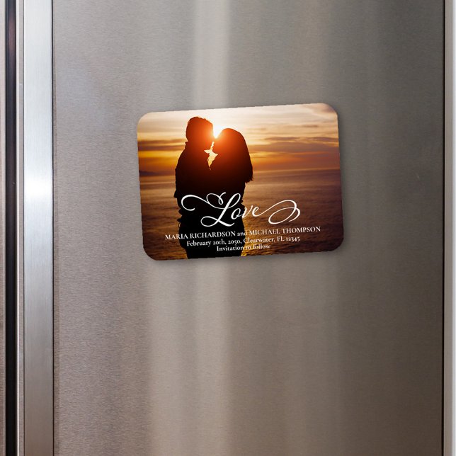 Classic Bröllop spara datum Photo Kärlek (Wedding Save the Date Photo Magnet.)