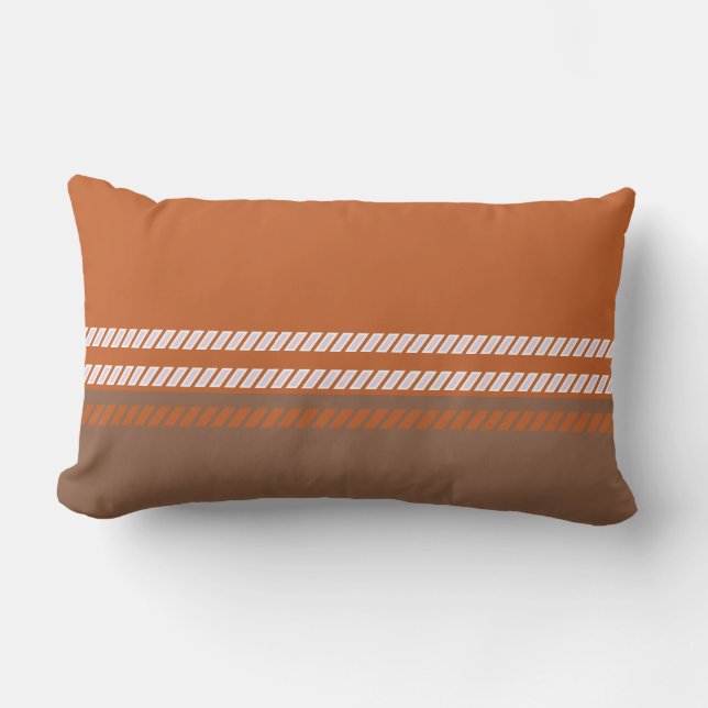 Classic Brown and Orange with Stripes Throw Pillow Lumbarkudde (Framsida)