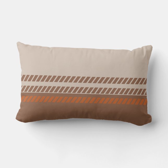 Classic Brown and Tan and Orange with Stripes  Lumbarkudde (Baksida)