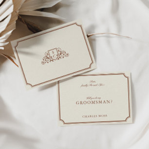 Classic Brown & Ecru Groomsman Frieri kort