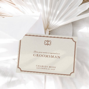 Classic Brown & Ecru Groomsman Frieri kort
