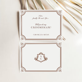 Classic Brown & Ecru Groomsman Frieri kort