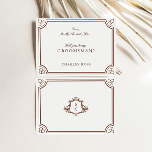 Classic Brown & Ecru Groomsman Frieri kort