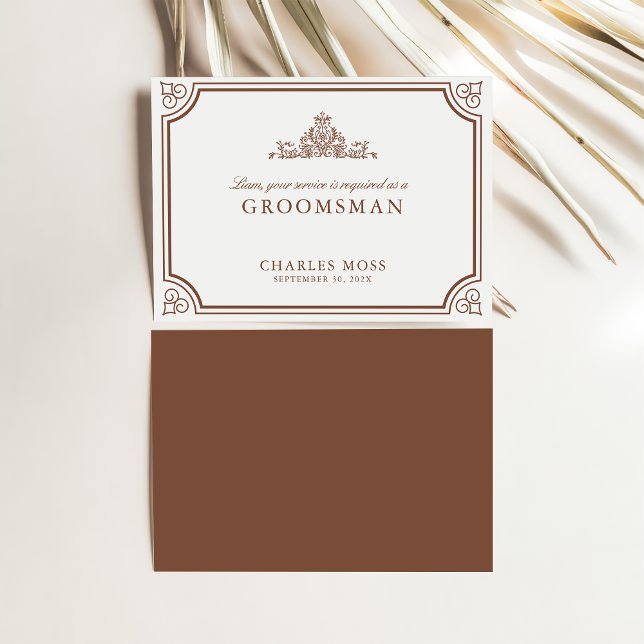 Classic Brown & Ecru Groomsman Frieri kort (Skapare uppladdad)