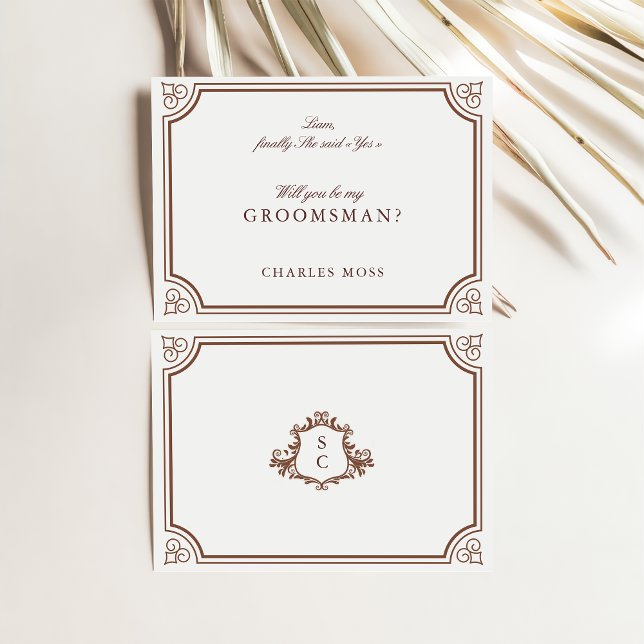 Classic Brown & Ecru Groomsman Frieri kort (Skapare uppladdad)