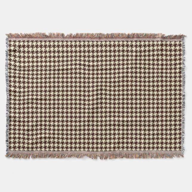 Classic Brown Ivory Pepita Houndstooth Mönster Filt (Framsidan)