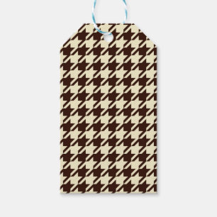 Classic Brown Ivory Pepita Houndstooth Mönster Presentetikett