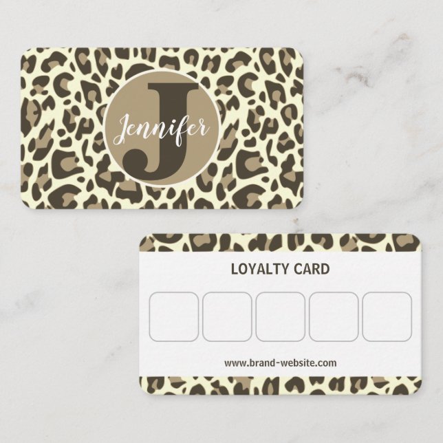 Classic Brown Leopard Print Rockabilly Mönster Visitkort (Fram/baksida)