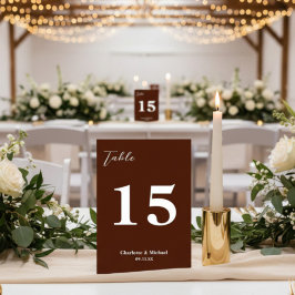 Classic Brown Minimalist Wedding Bordsnummer