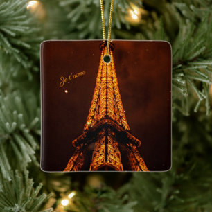 Classic Brown och Orange Eiffel Torn Souvenir Julgransprydnad Keramik
