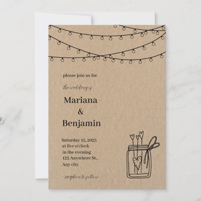 Classic Brown Wedding-inbjudan Inbjudningar (Framsida)
