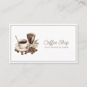 Classic Brown & White Vintage Espresso Coffee Shop Visitkort