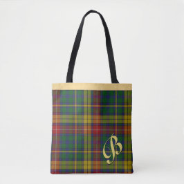 Classic Buchanan Tartan Play Monogrammed Tote Tygkasse