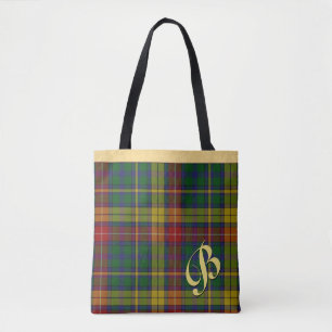 Classic Buchanan Tartan Play Monogrammed Tote Tygkasse