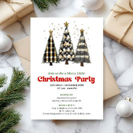 Classic buffalo plaid Christmas tree party invite Inbjudningar