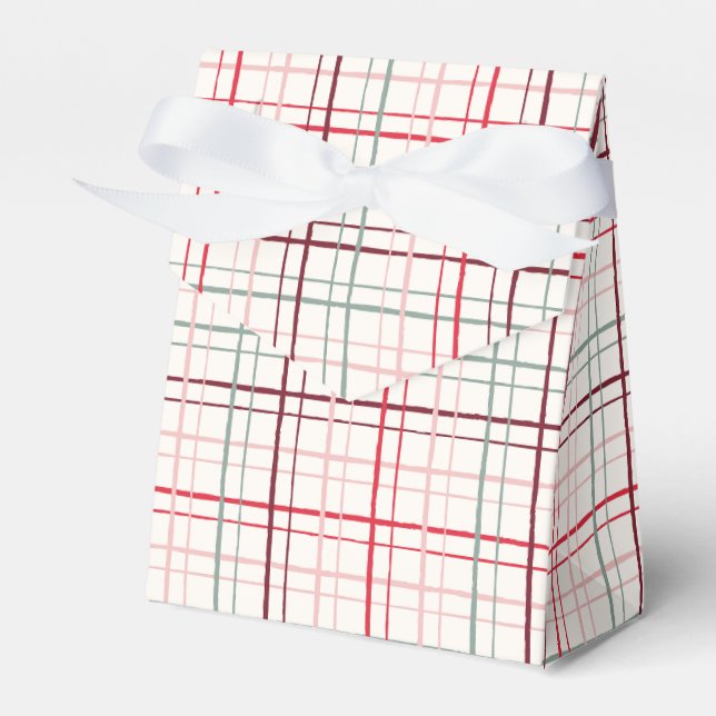 Classic Burgundy and Sage Plaid Birthday Presentaskar (Framsidan Sidan)