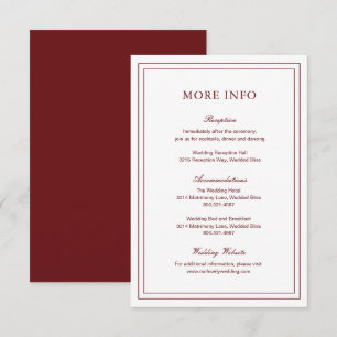 Classic Burgundy Elegant bröllop Tilläggskort