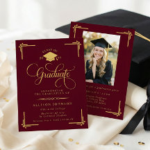 Classic Burgundy Gold Photo Graduation