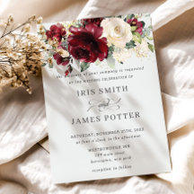 Classic Burgundy Ivory Blommigt Bröllop