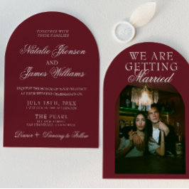 Classic Burgundy Luxury Old Money Retro Wedding Inbjudningar