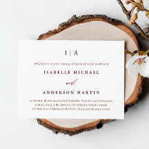 Classic Burgundy Monogram Photo Bröllop