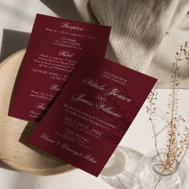 Classic Burgundy Old Money All In One Wedding Inbjudningar