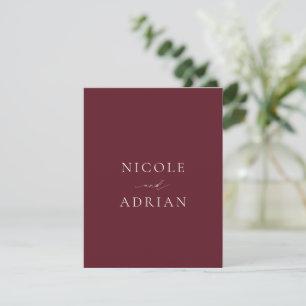 Classic Burgundy Photo Elegant bröllop Tack Kort