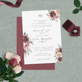 Classic Burgundy  Ro & Peony Inbjudningar