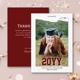 Classic Burgundy Student 2024 Studenten Photo Tack Kort