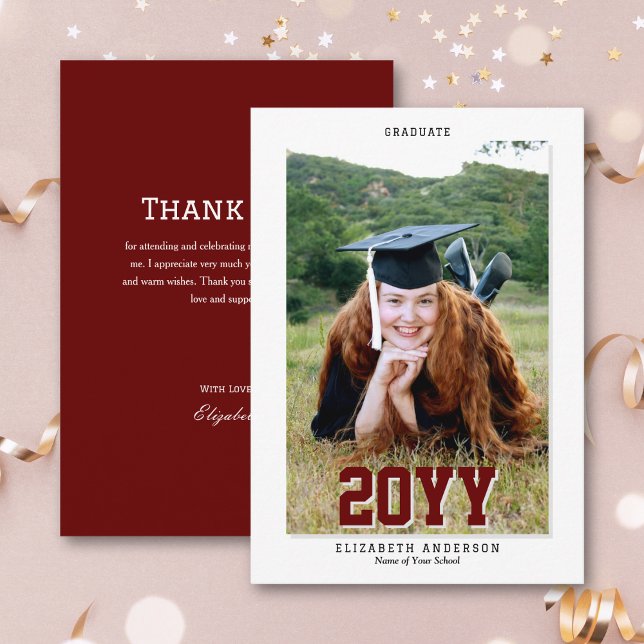 Classic Burgundy Student 2024 Studenten Photo Tack Kort (Skapare uppladdad)