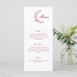 Classic Burgundy Wedding Menu with Floral Accent Meny