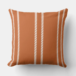 Classic Burnt Orange with Stripes Throw Pillow Kudde