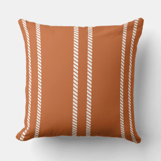 Classic Burnt Orange with Stripes Throw Pillow Kudde