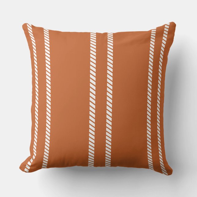 Classic Burnt Orange with Stripes Throw Pillow Kudde (Framsida)