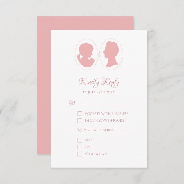 Classic Cameo ReEmergency Rosa Bröllop OSA Kort (Fram/baksida)