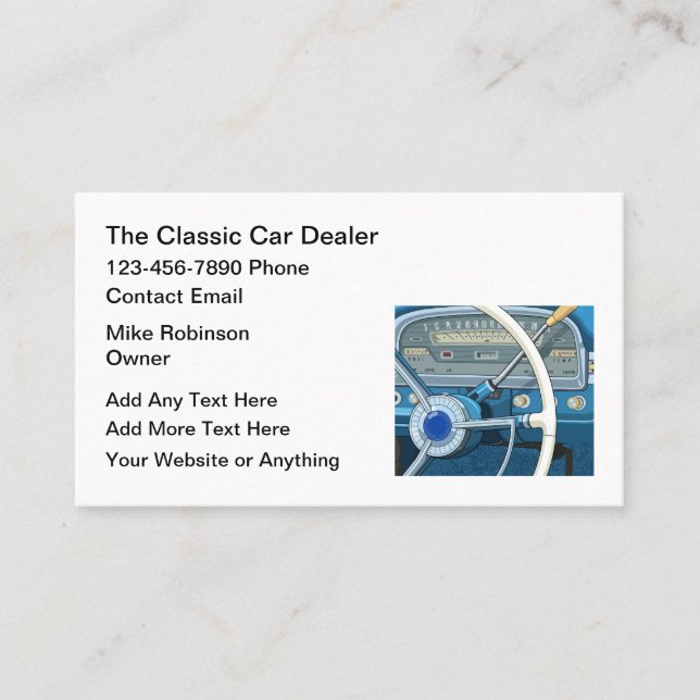 Classic Car Dealer Automobile Business Cards Visitkort (Framsida)