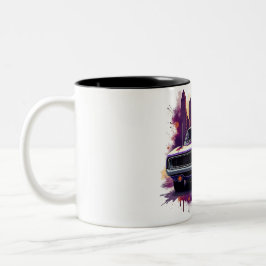 Classic Car Mug with Urban Sunset Graffiti Style Två-Tonad Mugg