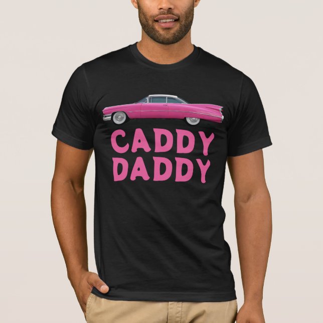 CLASSIC CAR ROSA CADDY DADDY PAPPA T SHIRT (Framsida)