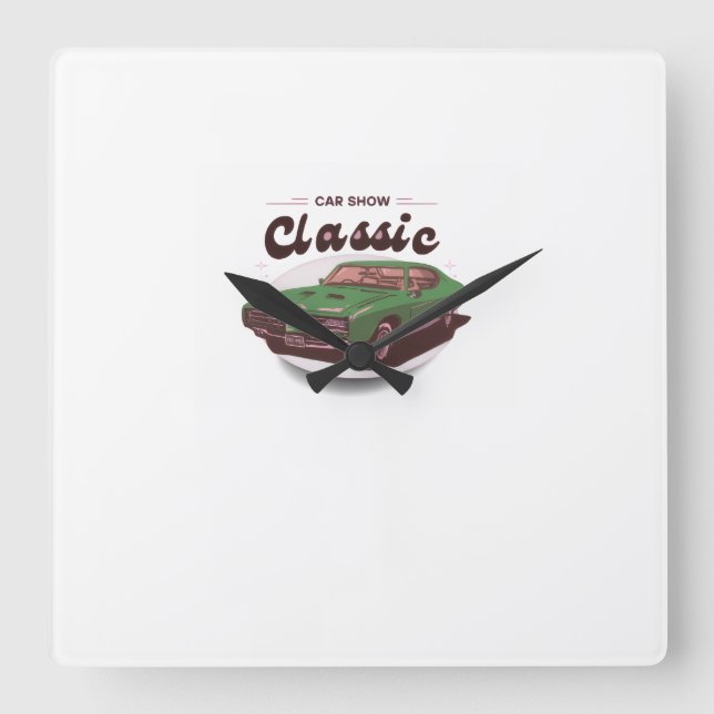 Classic Car Show Fyrkantig Klocka (Framsida)