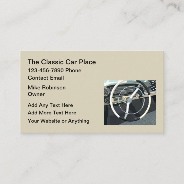 Classic Car Theme Automotive Business Cards Visitkort (Framsida)