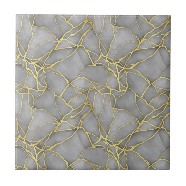 Classic Carrara Gold Marble Black Silver Kakelplatta (Framsidan)