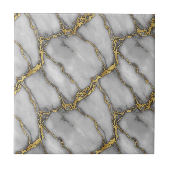 Classic Carrara Gold Marble Silver Black Plum Kakelplatta (Framsidan)