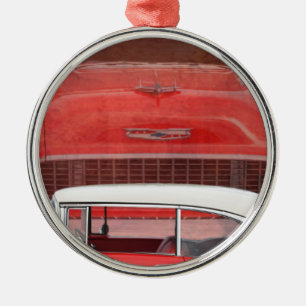 Classic Cars Chevy Bel Luft Dodge Red White Vintag Julgransprydnad Metall
