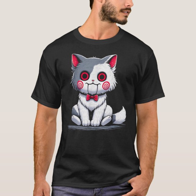 Classic Cat Cute Animal Horror Kitten Cat Hallowee T Shirt (Framsida)